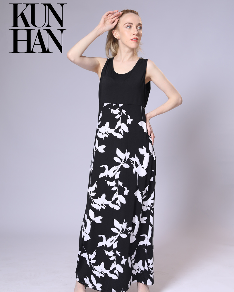 Lady Full Print Spring/Summer Causal Full Dress Nejlepší obrázek