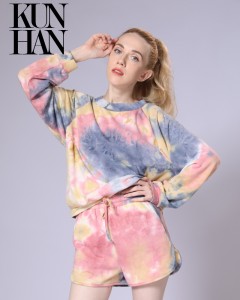Celana Pendek Sweatshirt Wanita Tie Dye Set Populer Hot Sale Set Pullover