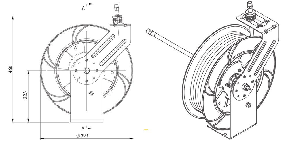 Retractable Single Steel Arm&Plastic Spool Hose Reel (1)