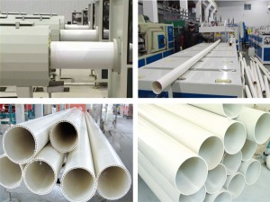 LB-CE ISO 200-400mm kacepetan dhuwur lan output dhuwur 80/156 PVC Pipe Extrusion Line