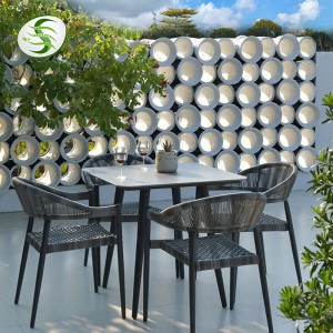 Нов дизайн Алуминиево външно обзавеждане Градински стол с плетено въже за балкон Хотелски стол