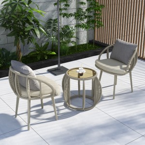 होटल डिजाइन आँगन आउटडोर फर्नीचर रस्सी मेज और कुर्सियाँ