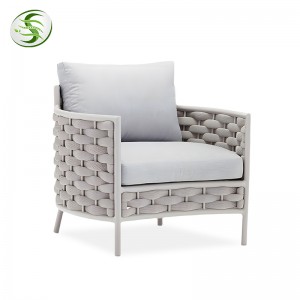Vairumtirdzniecība augstas kvalitātes luksusa metāla alumīnija pēc pasūtījuma ierāmēta āra rotangpalmas dīvāna sēdvietas modulārais dārza terases dīvāns