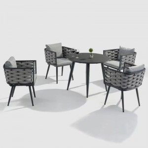 Moderní zahradní venkovní provazová tkaná jídelní židle s hliníkovým rámem a tkanou židlí