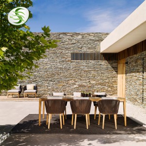 Moderne meubels hotel restaurant aluminium met buite tou geweef ontspanning tuin eetkamer stoel