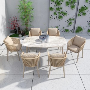 Оптовый алюминиевый обеденный стол и садовый стул на открытом воздухе