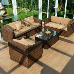 Conjunt de sofà de jardí de corda de mobles Conjunt de pati de vímet Mobles d'exterior de vímet Pati del darrere gris modern