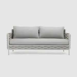 Venda por xunto de metal de luxo de alta calidade, sofá de vimbio para exteriores con marco personalizado, sofá de xardín modular para patio