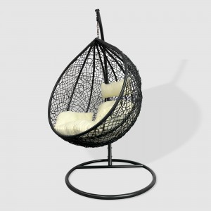 Cadira colgante de vimbio colgante ovo de xardín de vimbio con marco redondo