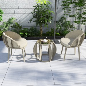 Conjunto de móveis de jardim de estilo moderno europeu, cadeira de jantar tecida em corda