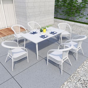 Modernong Weavan Garden Outdoor Comfy Patio French Metal Rattan Garden Table Chairs