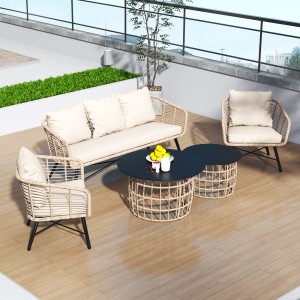 Mobília ao ar livre Móveis de jardim de vime Sofá de vime de vime Sofá de móveis de pátio
