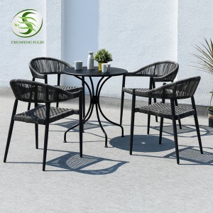 Naujo dizaino aliuminio lauko baldų, virvių pynimo sodo kėdė Balkono viešbučio kėdei