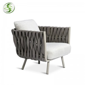 Utendørs veving rottingstoff Hagemøbler moderne sett 4-seters uteplass Lounge Hage Modulære sofaer