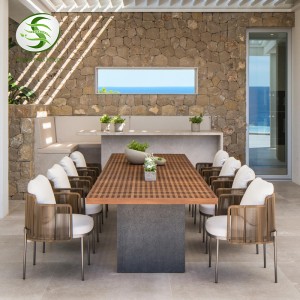 Silla de aluminio de fábrica, juego de mesa de comedor, muebles de exterior para jardín y jardín