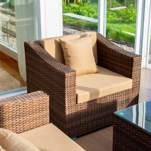 Conjunt de sofà de jardí de corda de mobles Conjunt de pati de vímet Mobles d'exterior de vímet Pati del darrere gris modern