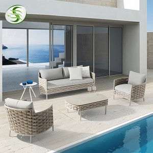 Hurtownia wysokiej jakości luksusowej, metalowej, aluminiowej, niestandardowej, rattanowej sofy do siedzenia na zewnątrz, modułowej sofy ogrodowej