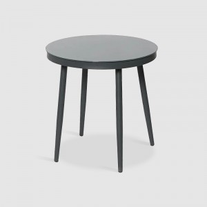 Slàn-reic Round Metal Tray Top Side Table Carbon Steel Tea Coffee Table White Color Indoor Outdoor Table