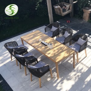 Mobilier modern hotel restaurant din aluminiu cu frânghie țesute în aer liber scaun de masă pentru grădină