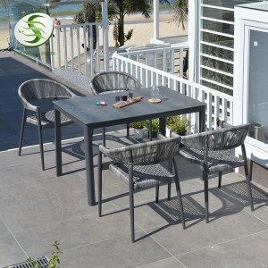 New Design Aluminum Outdoor Furniture Rope Weave Garden seza ho an'ny balkon Hotel seza