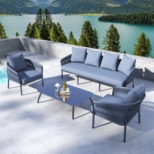 គុណភាពខ្ពស់ Wicker Rattan Garden Steel weave Outdoor Garden Furniture sofa