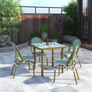евтин фабрично ръчно изработен алуминиев метален PE ратанов стол за открито тъкане на градина за вечеря
