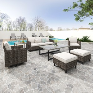 Set di divani in vimini in rattan personalizzati per mobili da giardino personalizzati