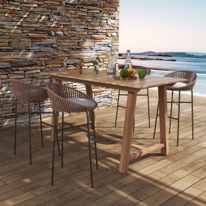 Liny tkane z aluminium i drewna tekowego Meble ogrodowe Zestaw drążków linowych Krzesło