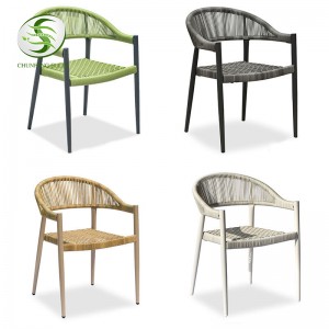 Bag-ong Disenyo nga Aluminum Outdoor Furniture Rope Weave Garden Chair Para sa lingkuranan sa Balkonahe sa Hotel