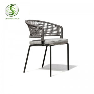 Yeni Tasarım Alüminyum İskandinav Dış Mekan Mobilyası Popüler Halat Örgü Bahçe Sandalyesi Balkon Otel sandalyesi