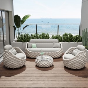 Евтини въжени дивани Комплект столове Градински мебели Луксозни модерни външни водоустойчиви седалки