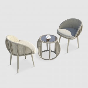 Súprava vonkajšieho nábytku v európskom modernom štýle Jedálenská stolička z tkaného lana
