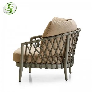 Conjunt de sofàs d'oci de corda teixida amb marc d'alumini per a mobles de jardí exteriors