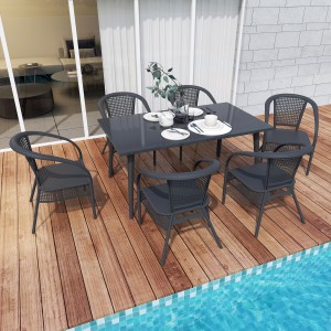 Modernong Weavan Garden Outdoor Comfy Patio French Metal Rattan Garden Table Chairs