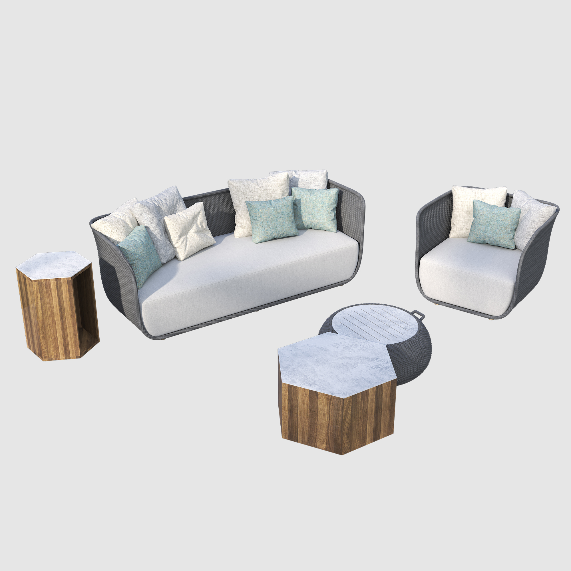 Paling laris Patio Sets Taman Waterproof Set Furniture Outdoor Sofa