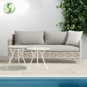 Nagykereskedelmi minőségi luxus fém alumínium egyedi keretes kültéri rattan kanapé ülőgarnitúra moduláris kerti terasz kanapé