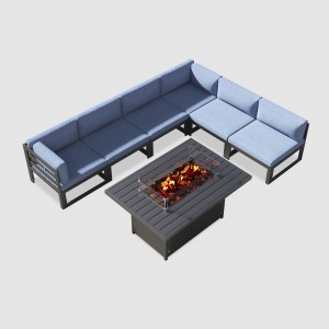 Udendørs havemøbelsæt i aluminium med ildsted