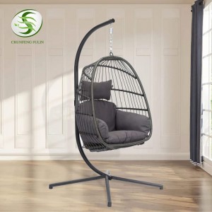 Venda calenta en forma de fulla d'auró cadira de gronxador ovalada penjant corda de fusta cadira de gronxador d'interior a l'aire lliure