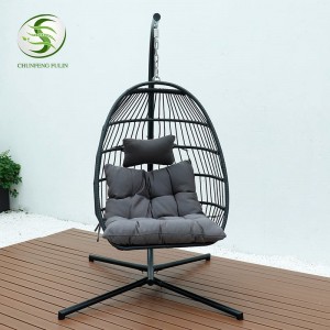 Hot Rekisa Maple Leaf Shape Hanging Oval Swing Chair Wood Rope Setulo sa ka ntle sa ka tlung se swing