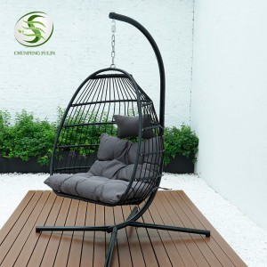 Hot Sell Maple Leaf Form Hängande Oval Swing Chair Trä Rep Utomhus inomhus gungstol
