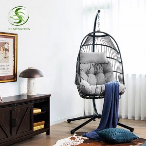 ຂາຍຮ້ອນ Maple Leaf Shape Hanging Oval Swing Chair Wood Rope Outdoor indoor swing Chair