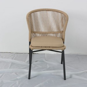 O jardim moderno do pátio da mobília do rattan ajusta a corda que tece mesas e cadeiras exteriores para a cadeira do terraço