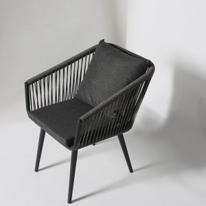 Kunze Fenicha Kofi Chigaro Steel Aluminium Frame Stackable PE Rattan Garden Chair tafura