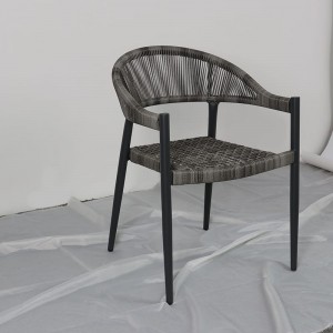 Mobles de exterior nórdicos de novo deseño de aluminio, cadeira de xardín de tecido de corda popular para cadeira de hotel de balcón