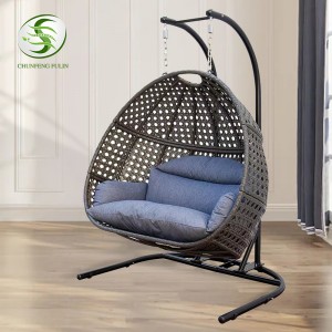 Panier en gros en acier osier rotin balançoire siège meubles extérieur balançoire chaise suspendue