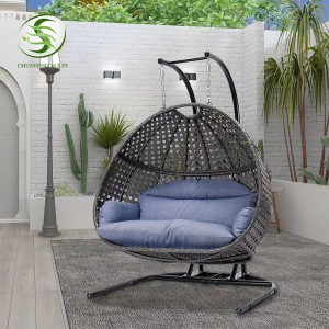 Մեծածախ զամբյուղ Steel Wicker Rattan Swing Seat Furniture Բացօթյա ճոճվող աթոռ Կախովի
