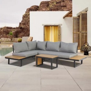 Fabricante de sofás de exterior, sofá moderno de salón en forma de L para jardín