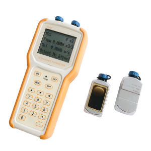 Medidor de caudal ultrasónico de tempo de tránsito portátil, caudalímetro de auga, caudalímetro portátil que funciona con batería