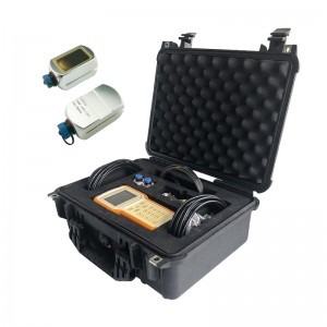 85-265VAC catu daya handheld méteran aliran cai ultrasonic pikeun cair bersih