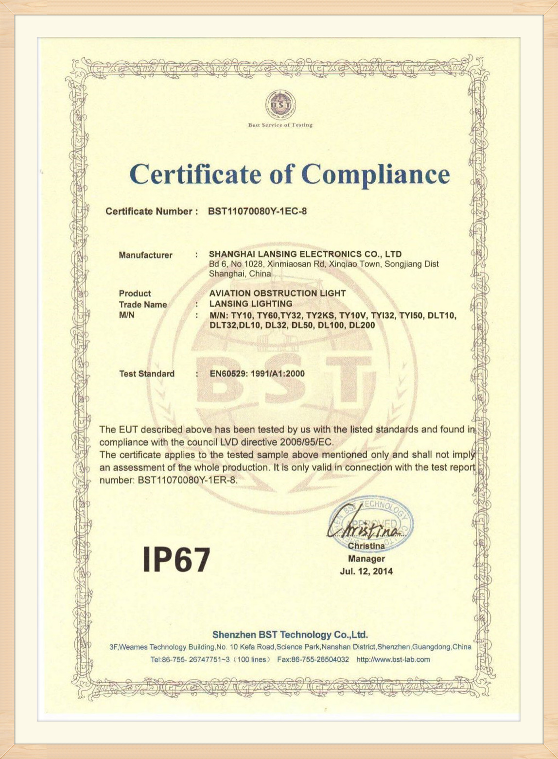 Certificado IP67(1)